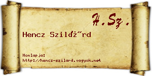Hencz Szilárd névjegykártya
